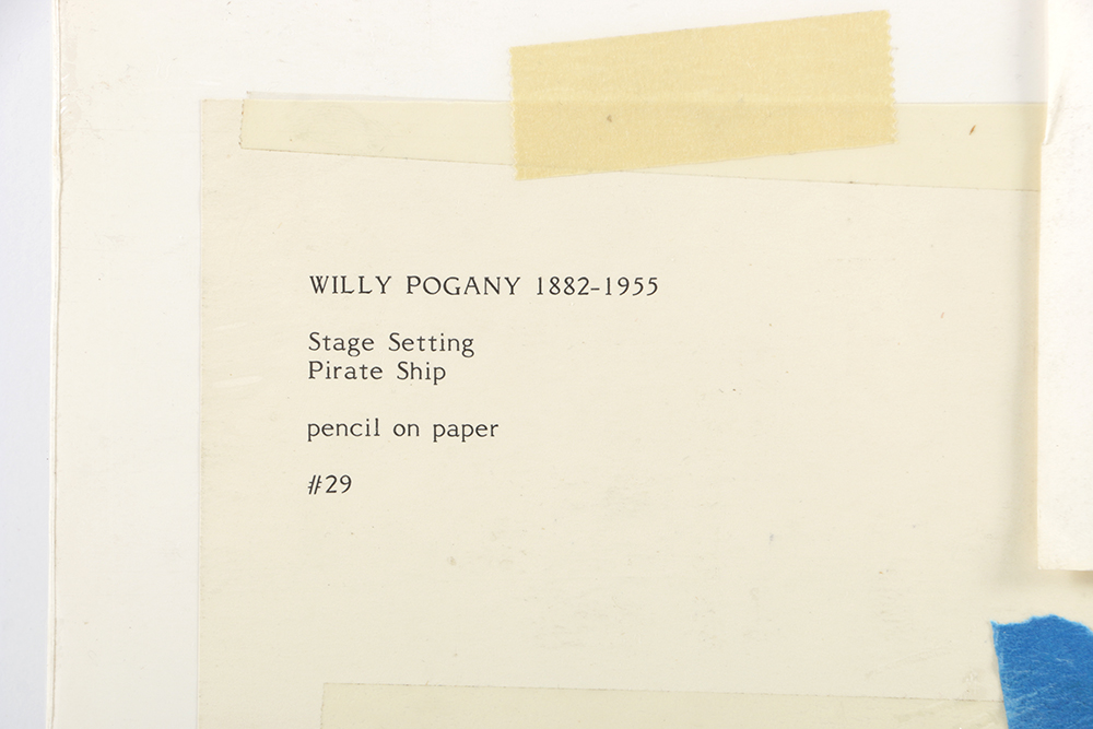 Willy Pogány Graphite Drawing on Paper "Stage Setting / Pirate Ship"