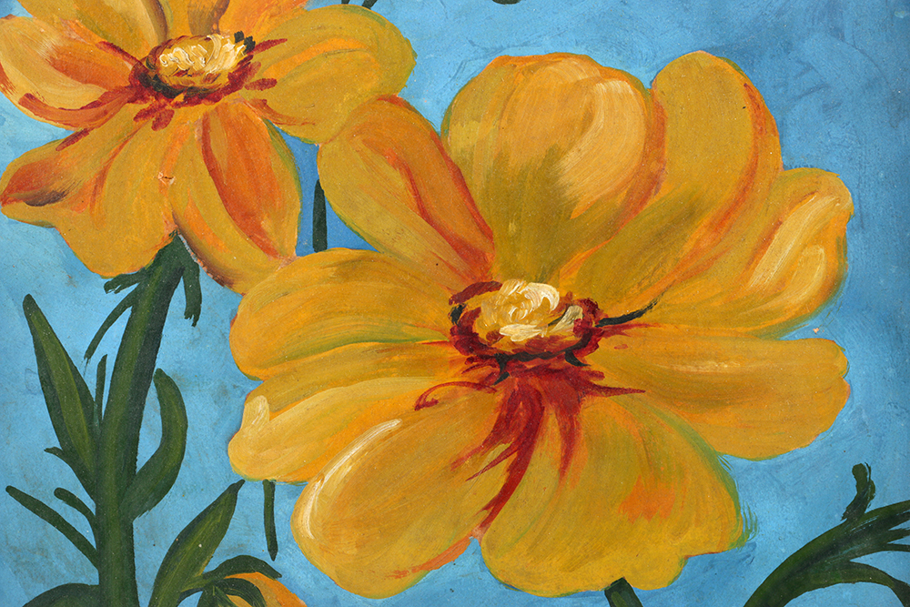 Edna Lewis Oil Painting on Board Floral Still Life