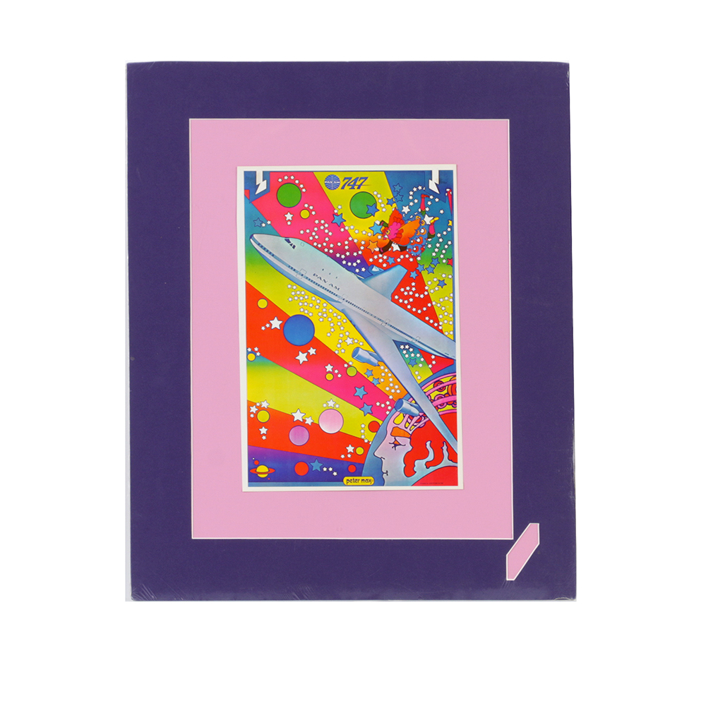 Peter Max Mixed Media Poster Print on Paper "Pan Am 747"