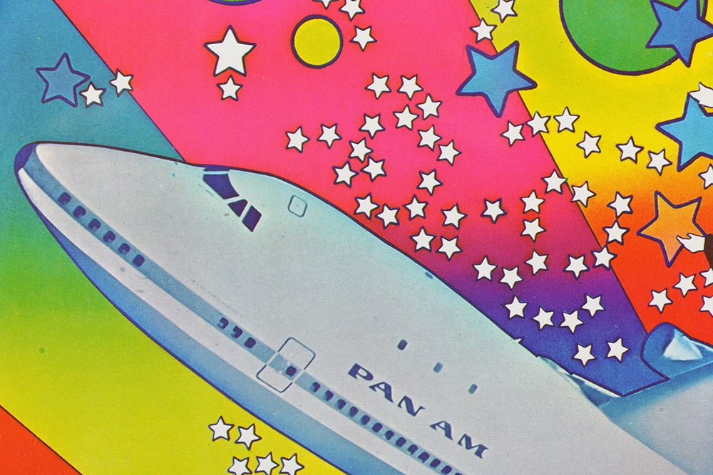 Peter Max Mixed Media Poster Print on Paper "Pan Am 747"