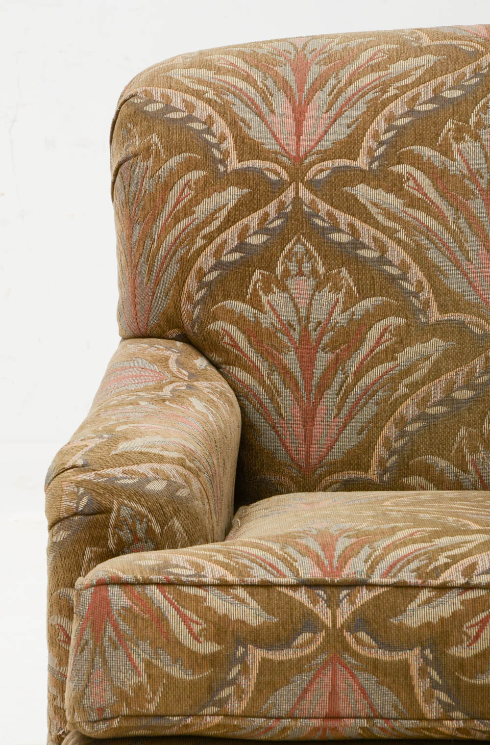 Green Patterned Armchair with Ottoman