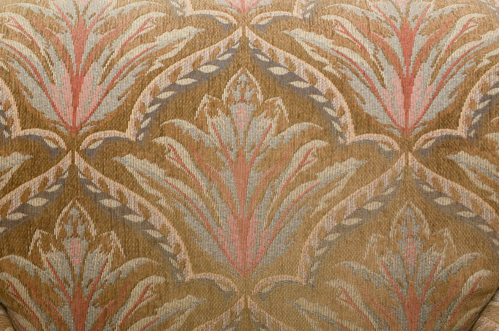 Green Patterned Armchair with Ottoman