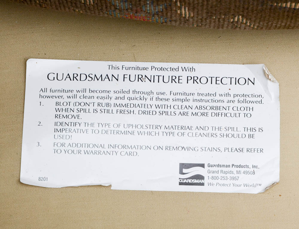 Green Patterned Armchair with Ottoman