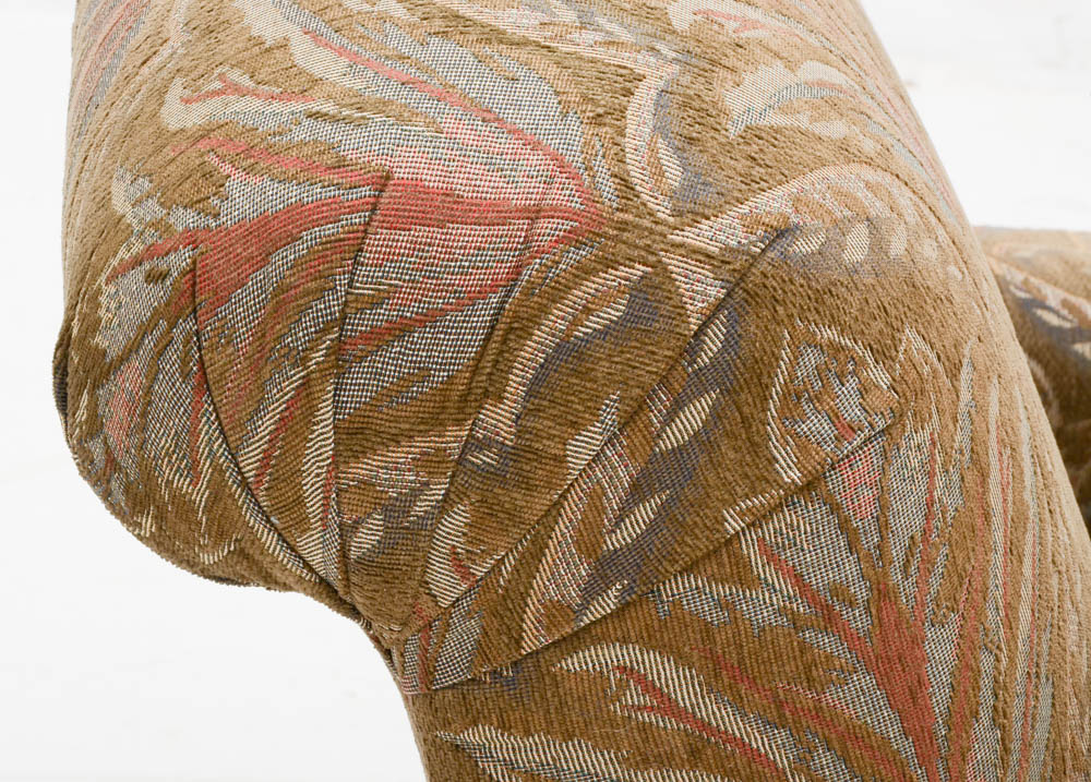 Green Patterned Armchair with Ottoman