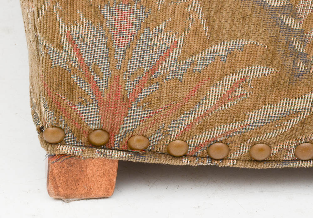 Green Patterned Armchair with Ottoman