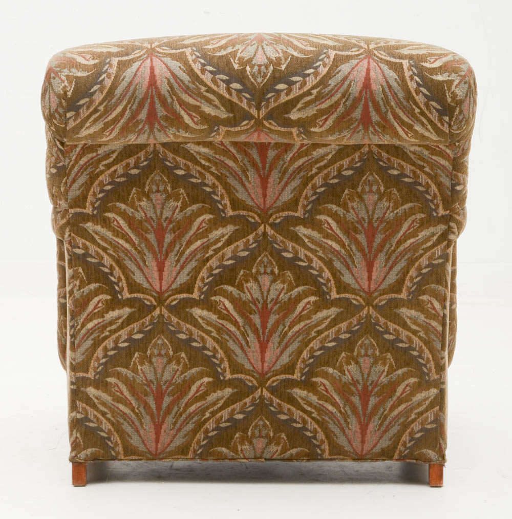 Green Patterned Armchair with Ottoman