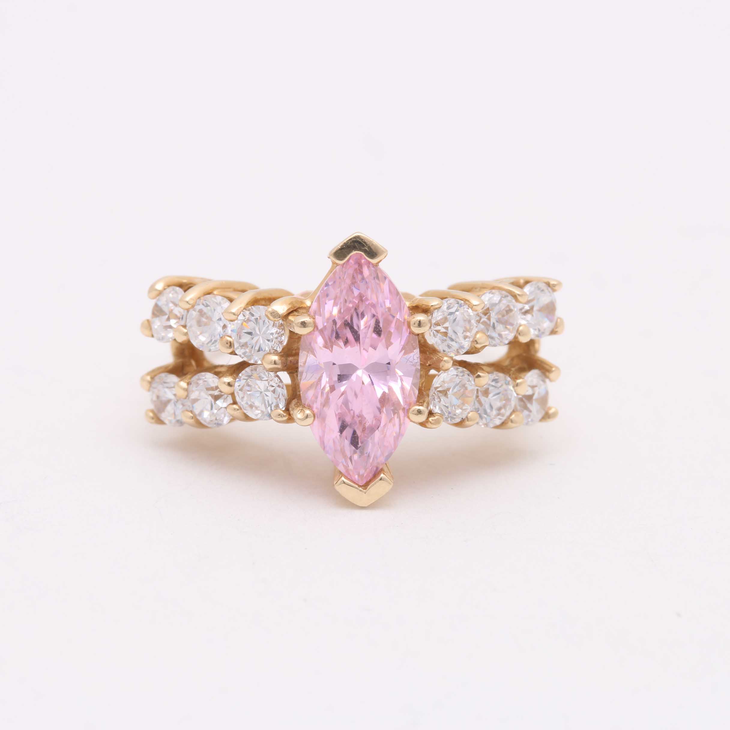 14K Yellow Gold Cubic Zirconia Cocktail Ring