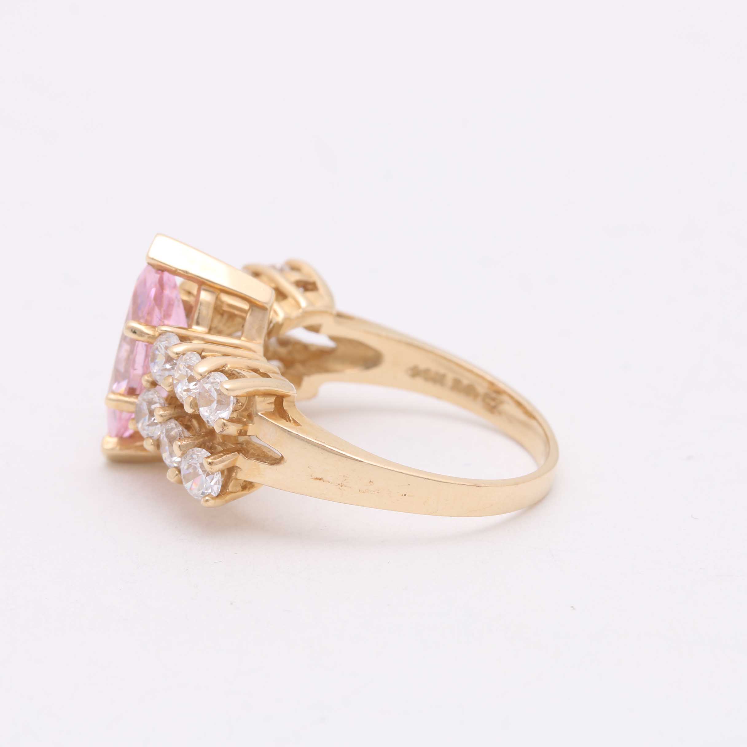 14K Yellow Gold Cubic Zirconia Cocktail Ring