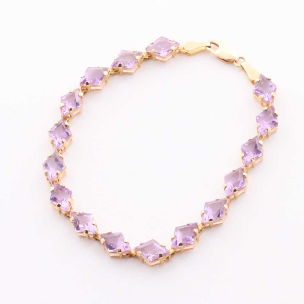 14K Yellow Gold Amethyst Bracelet