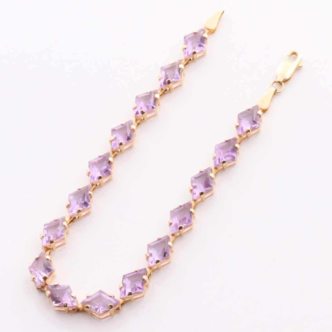 14K Yellow Gold Amethyst Bracelet