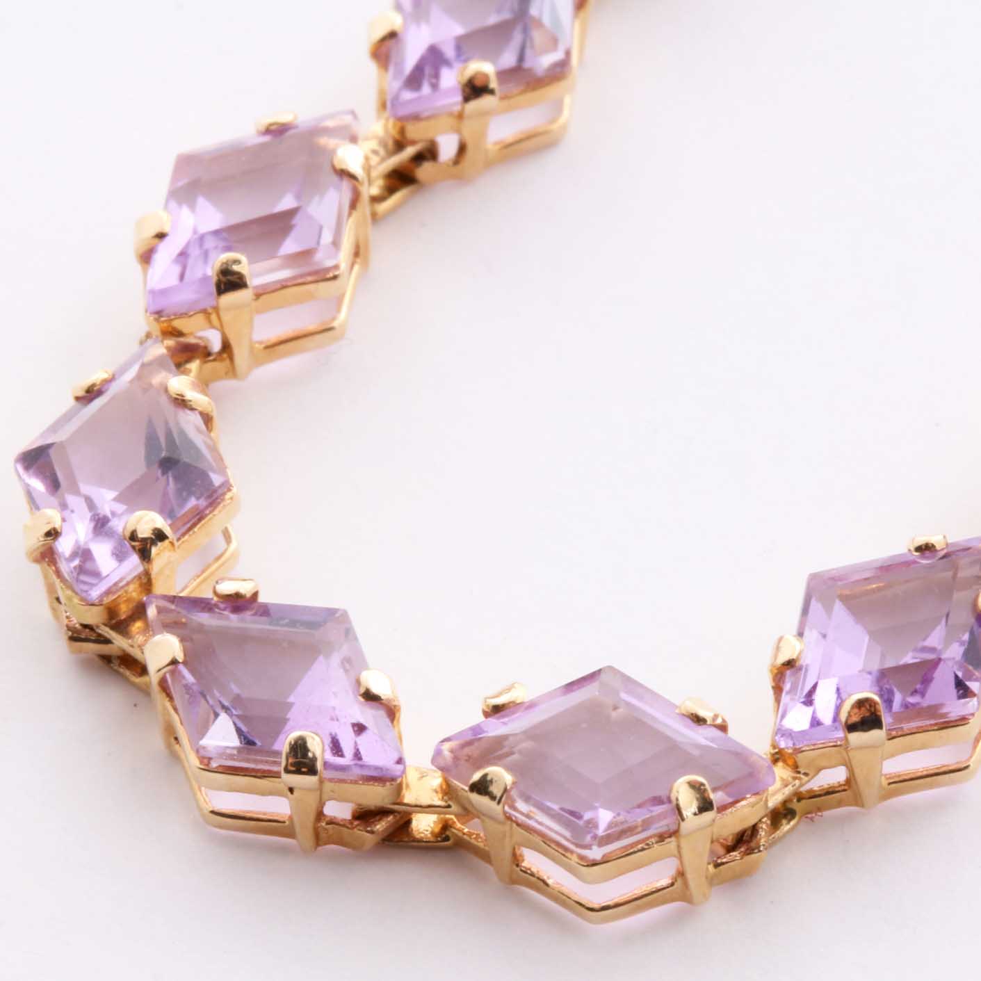 14K Yellow Gold Amethyst Bracelet