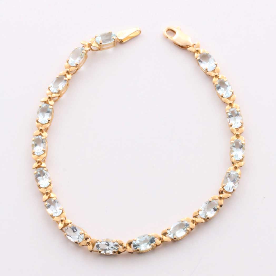 14K Yellow Gold Aquamarine Bracelet