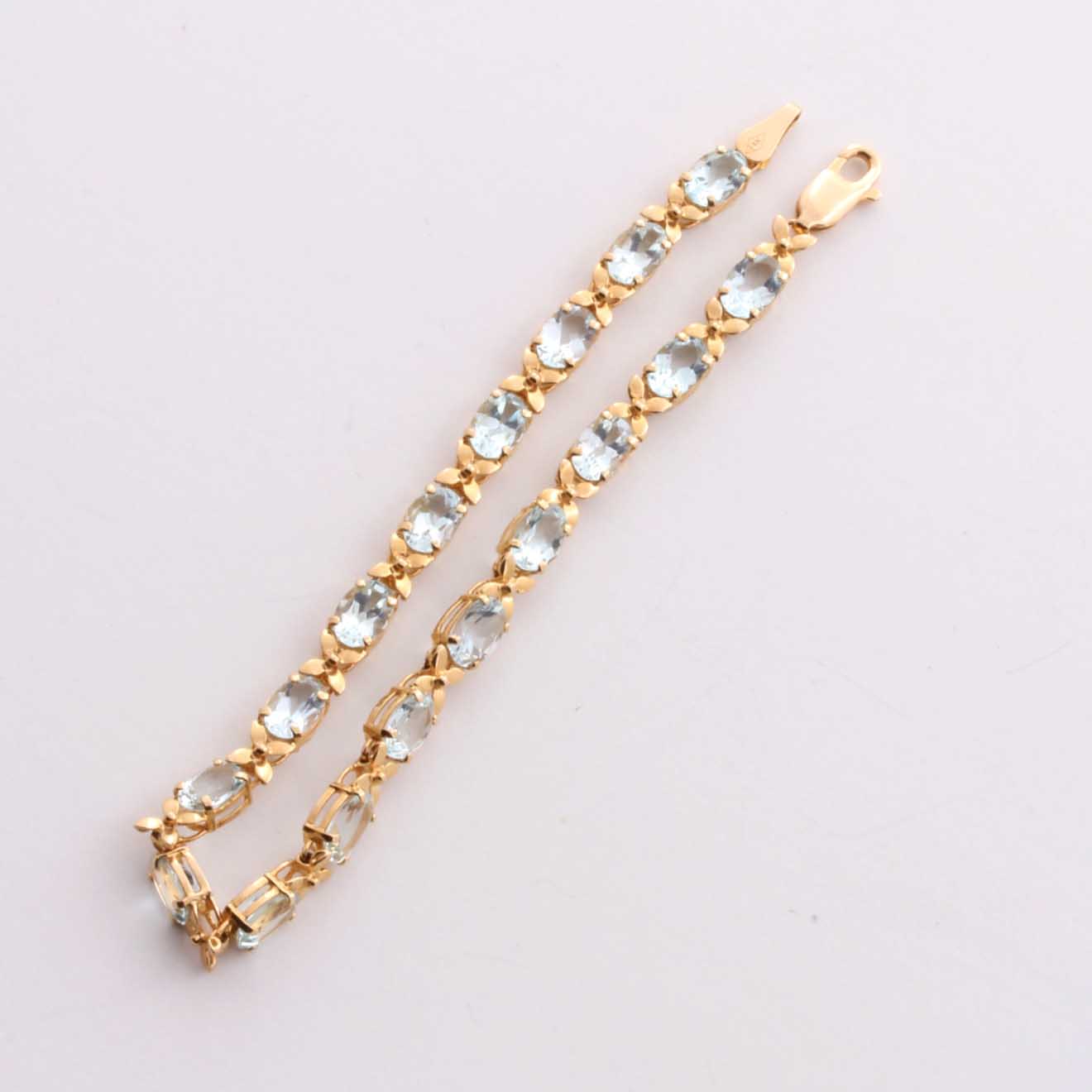 14K Yellow Gold Aquamarine Bracelet