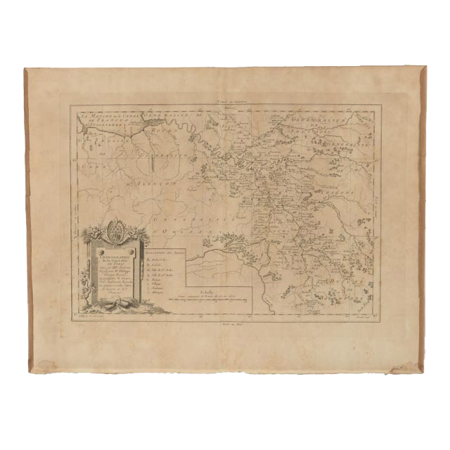 Philippe Prétot 1773 Engraved Map "Chorographie de la Généralité de Paris"