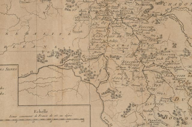 Philippe Prétot 1773 Engraved Map "Chorographie de la Généralité de Paris"
