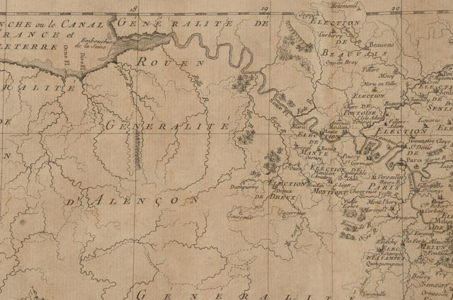 Philippe Prétot 1773 Engraved Map "Chorographie de la Généralité de Paris"