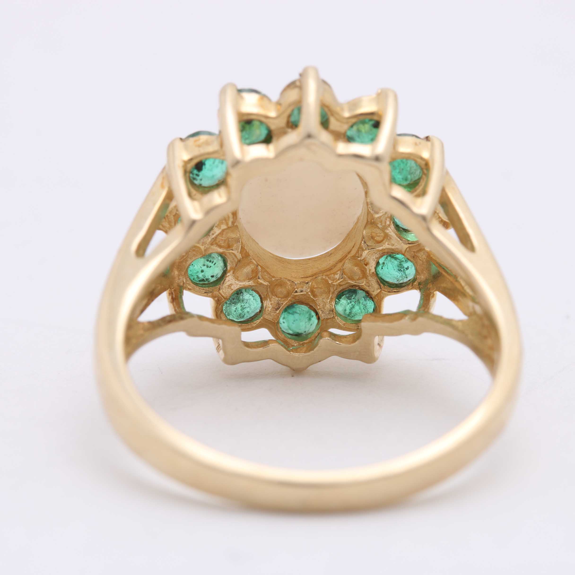 10K Yellow Gold Opal and Emerald Cocktail Ring