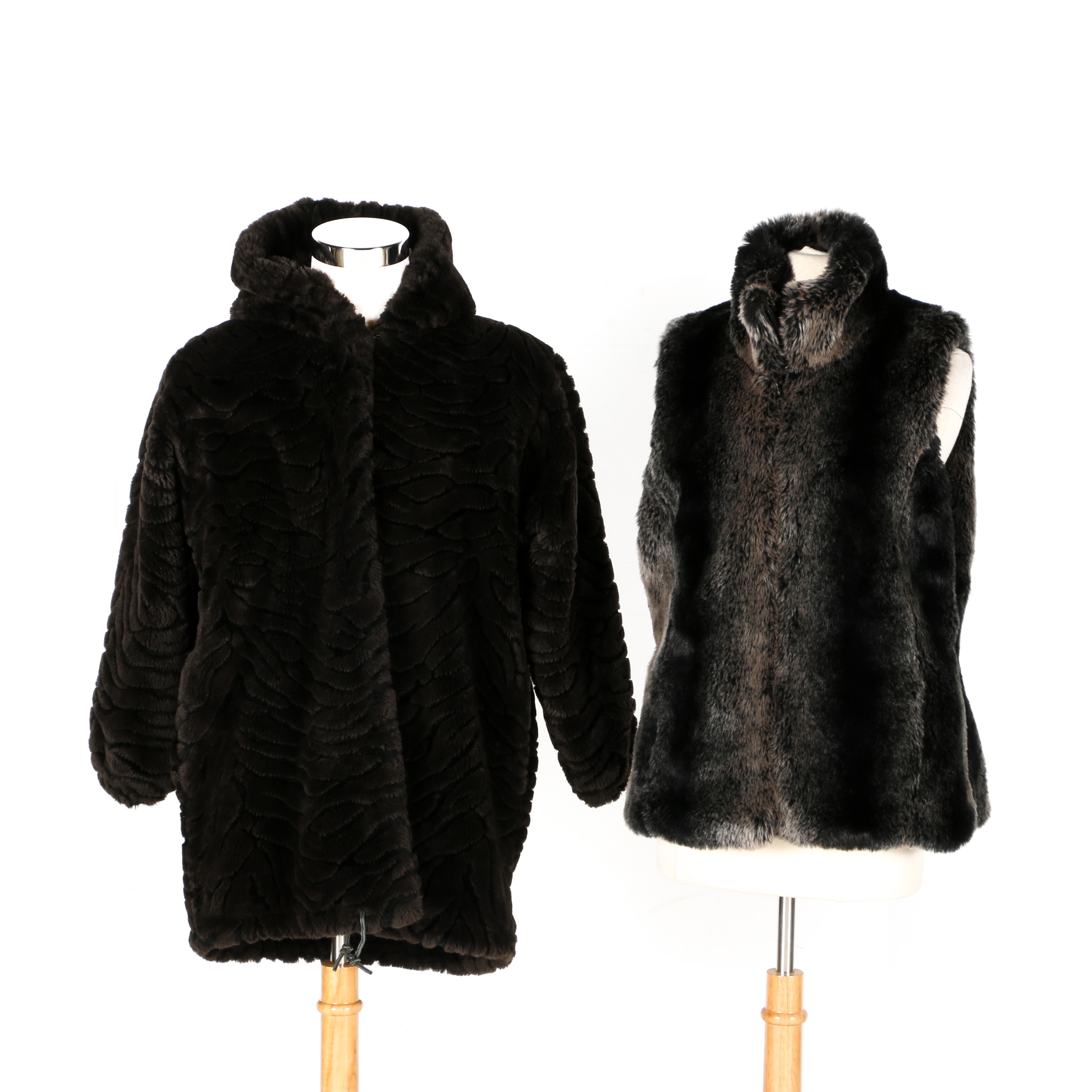 Faux Fur Kristen Blake Vest and Duffel Outdoor Coat