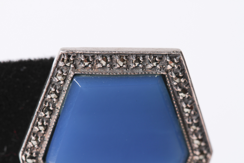 Sterling Silver Earrings with Dyed Blue Onyx