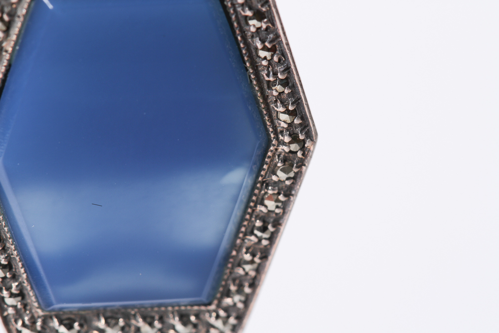 Sterling Silver Earrings with Dyed Blue Onyx