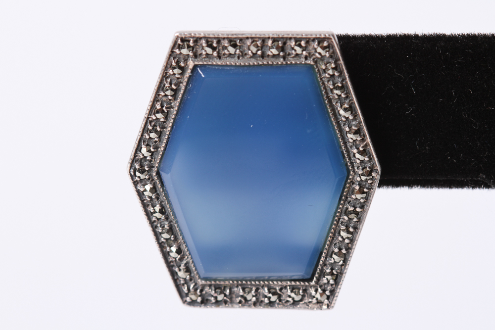 Sterling Silver Earrings with Dyed Blue Onyx