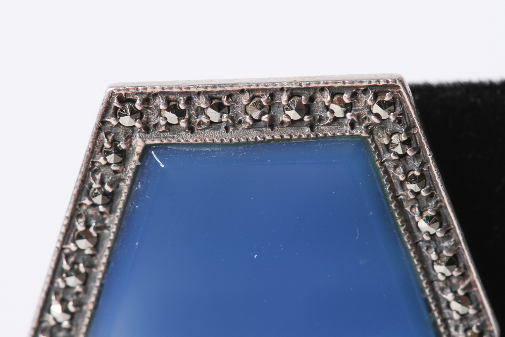 Sterling Silver Earrings with Dyed Blue Onyx