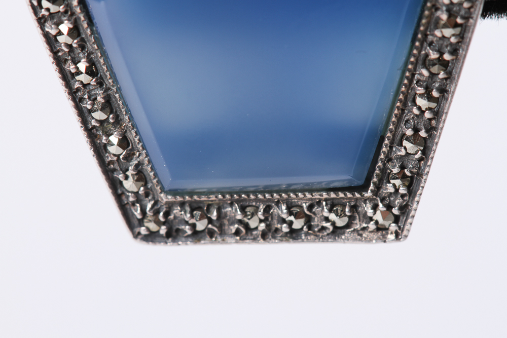 Sterling Silver Earrings with Dyed Blue Onyx