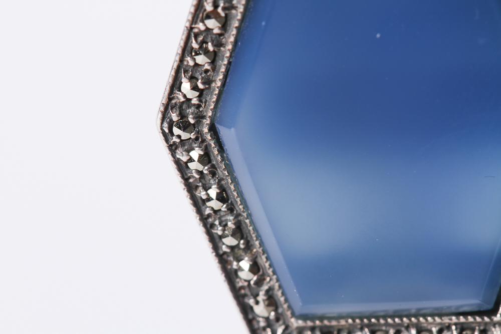 Sterling Silver Earrings with Dyed Blue Onyx