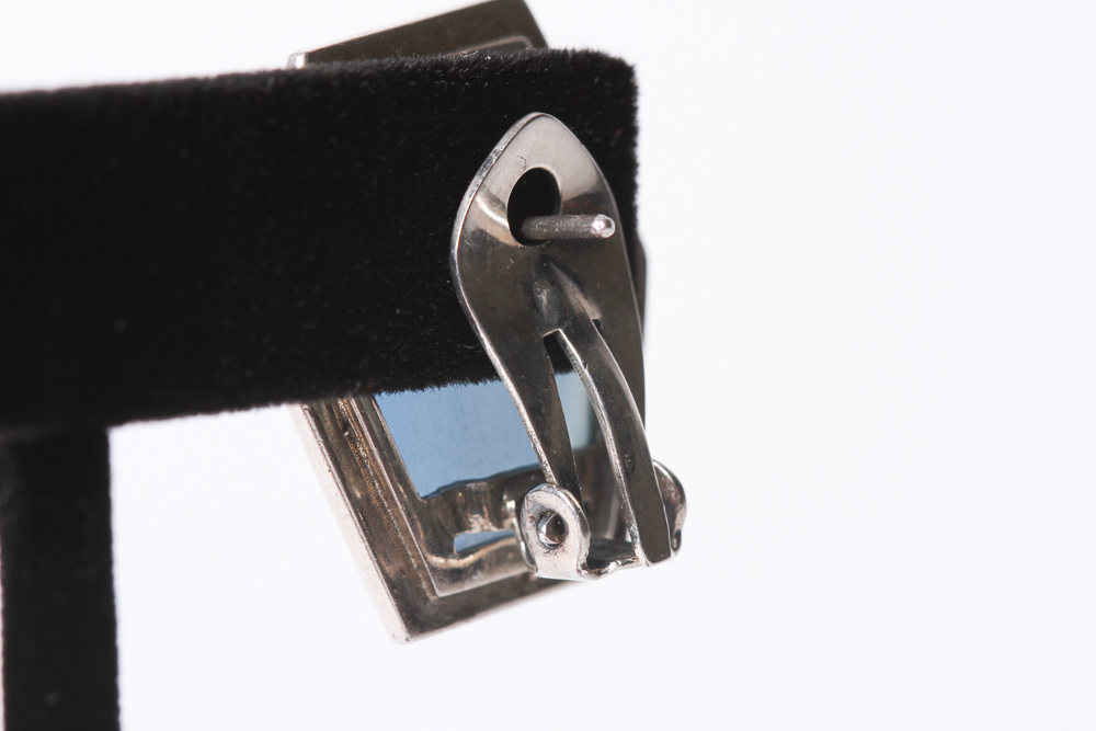 Sterling Silver Earrings with Dyed Blue Onyx