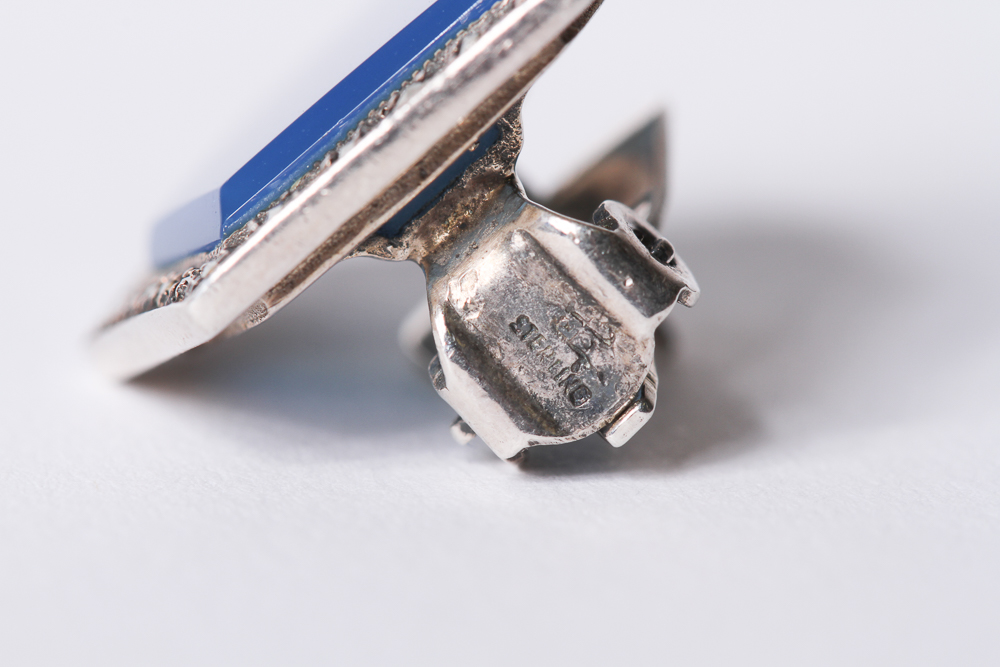 Sterling Silver Earrings with Dyed Blue Onyx