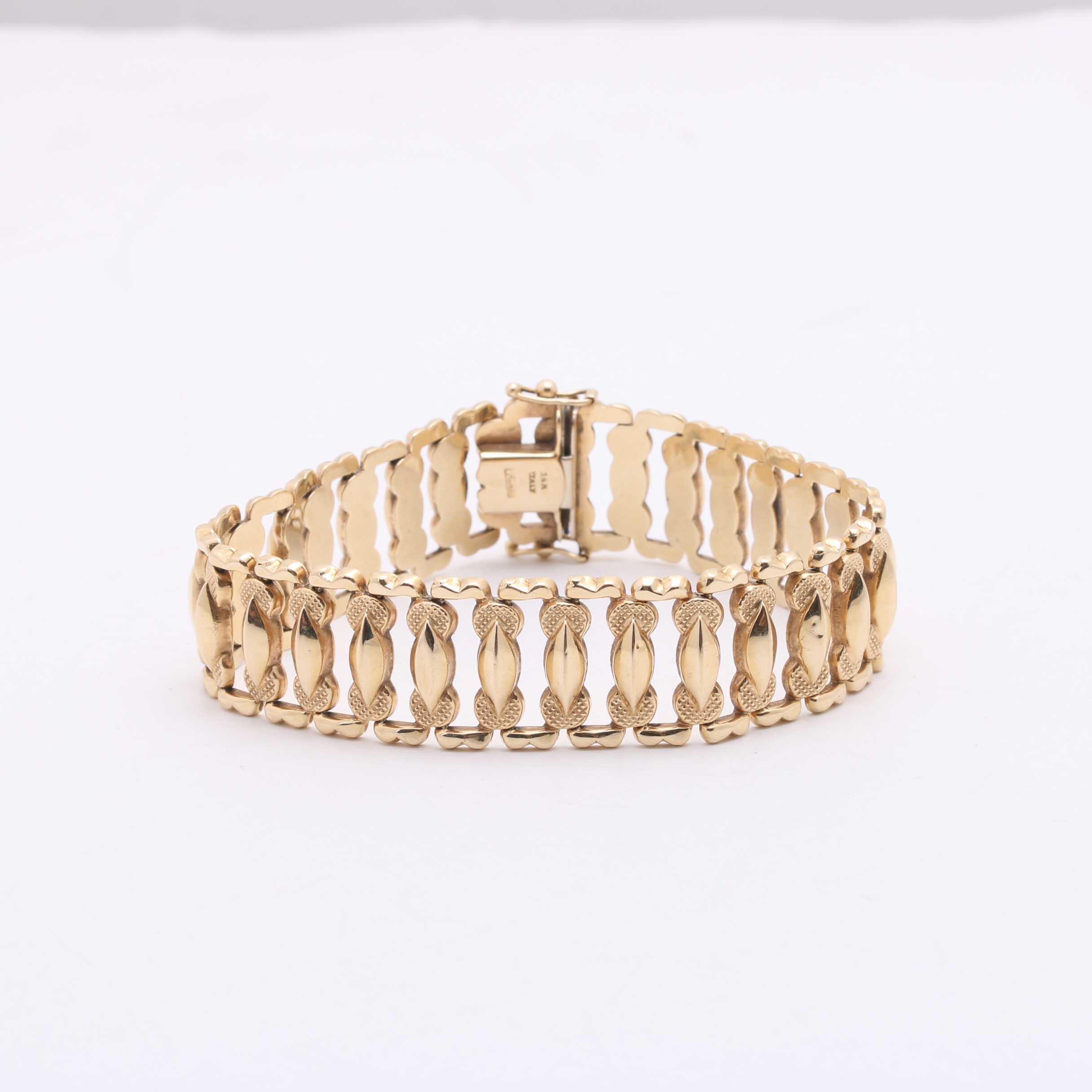 14K Yellow Gold Decorative Chain Link Bracelet