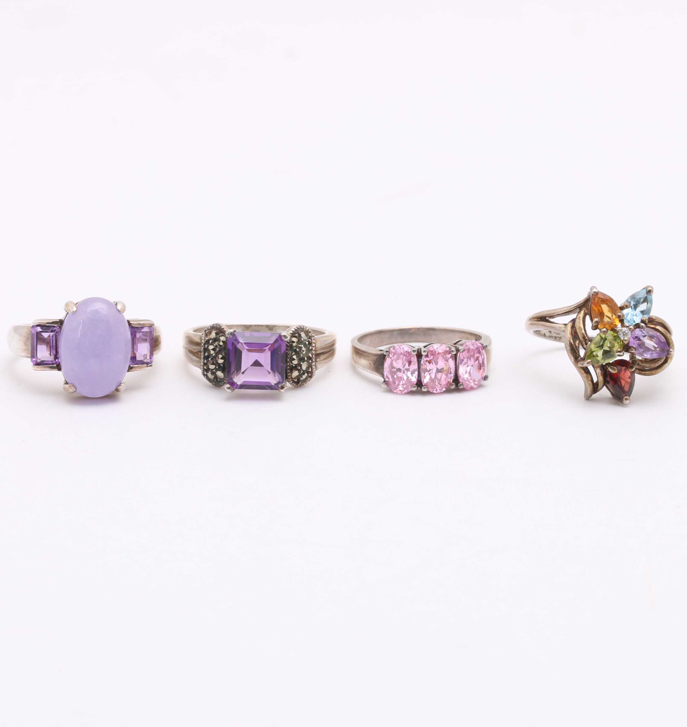 Collection of Sterling Silver and Purple Toned Stones