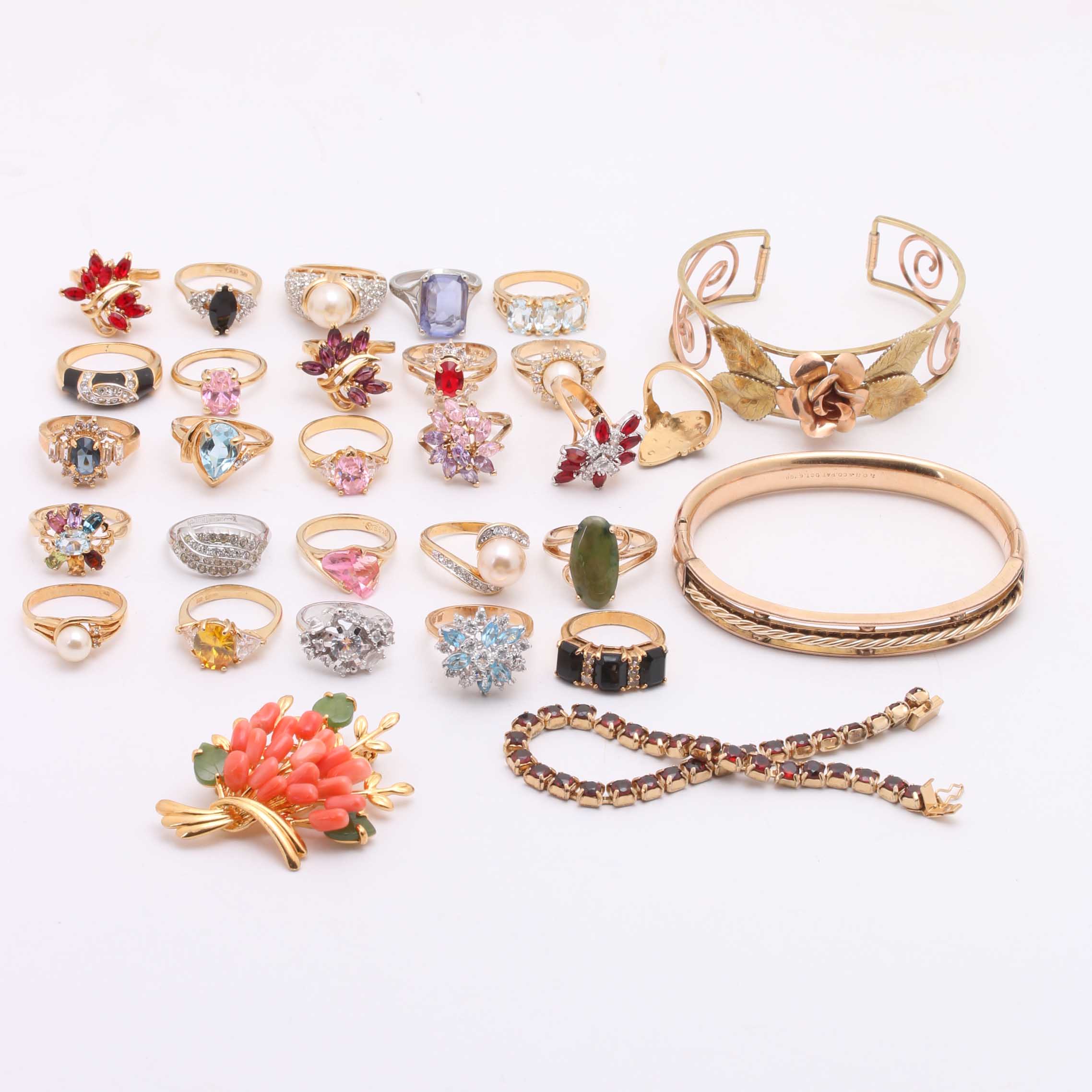 Gold Tone Fashion Rings and Bracelets