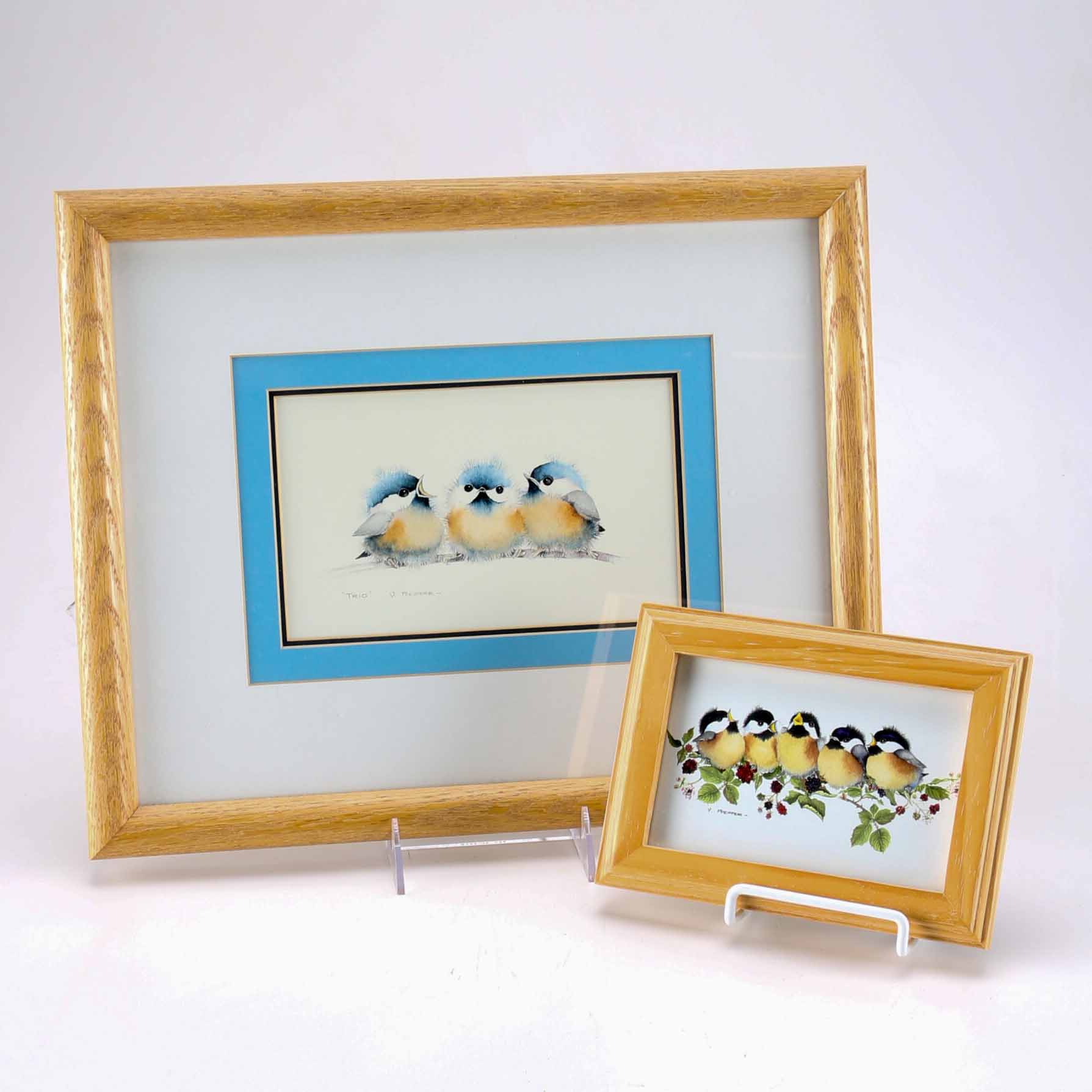 Valerie Pfeiffer Offset Lithographs of Chickadee Fledglings