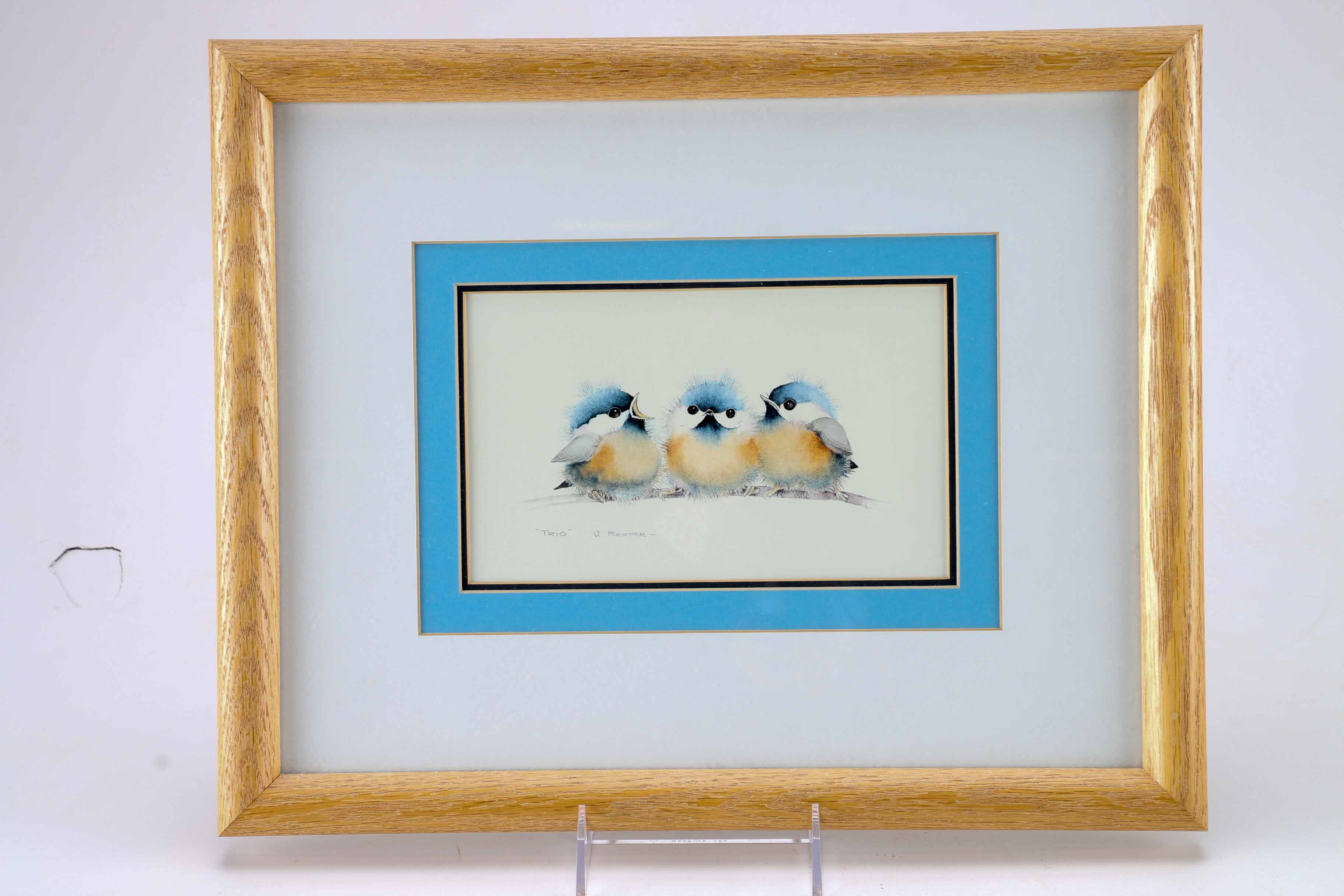 Valerie Pfeiffer Offset Lithographs of Chickadee Fledglings