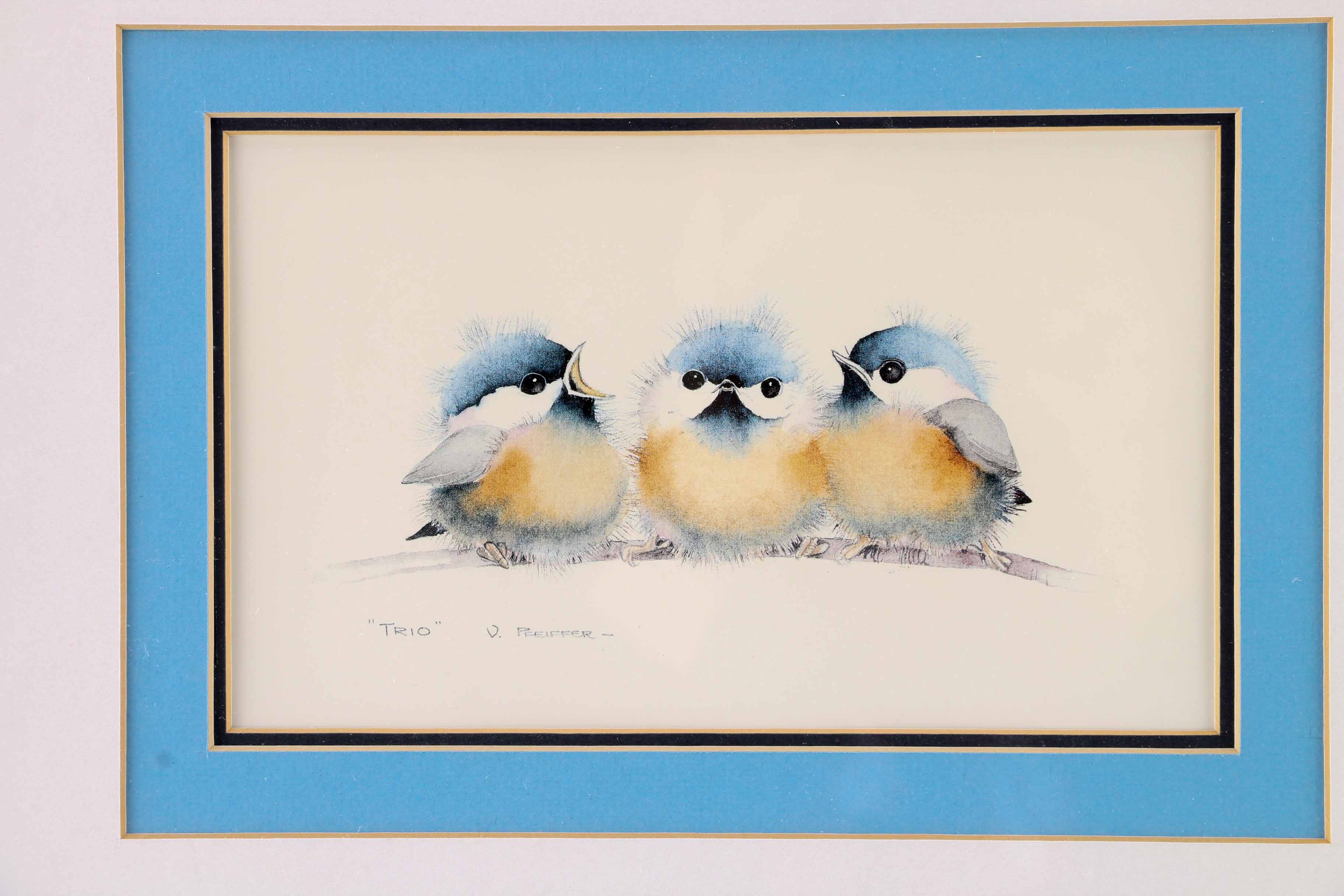 Valerie Pfeiffer Offset Lithographs of Chickadee Fledglings