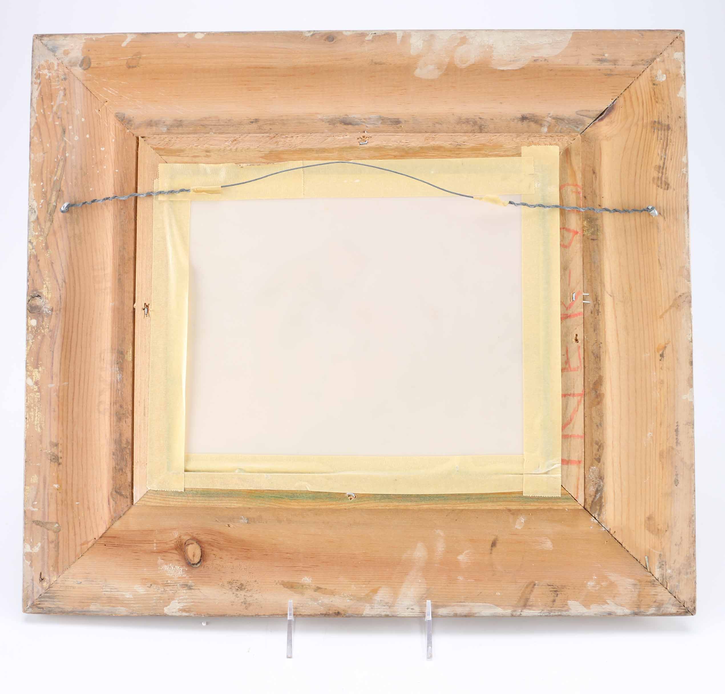 Carlos Rios Painting on Glass of Boy Over Flowers