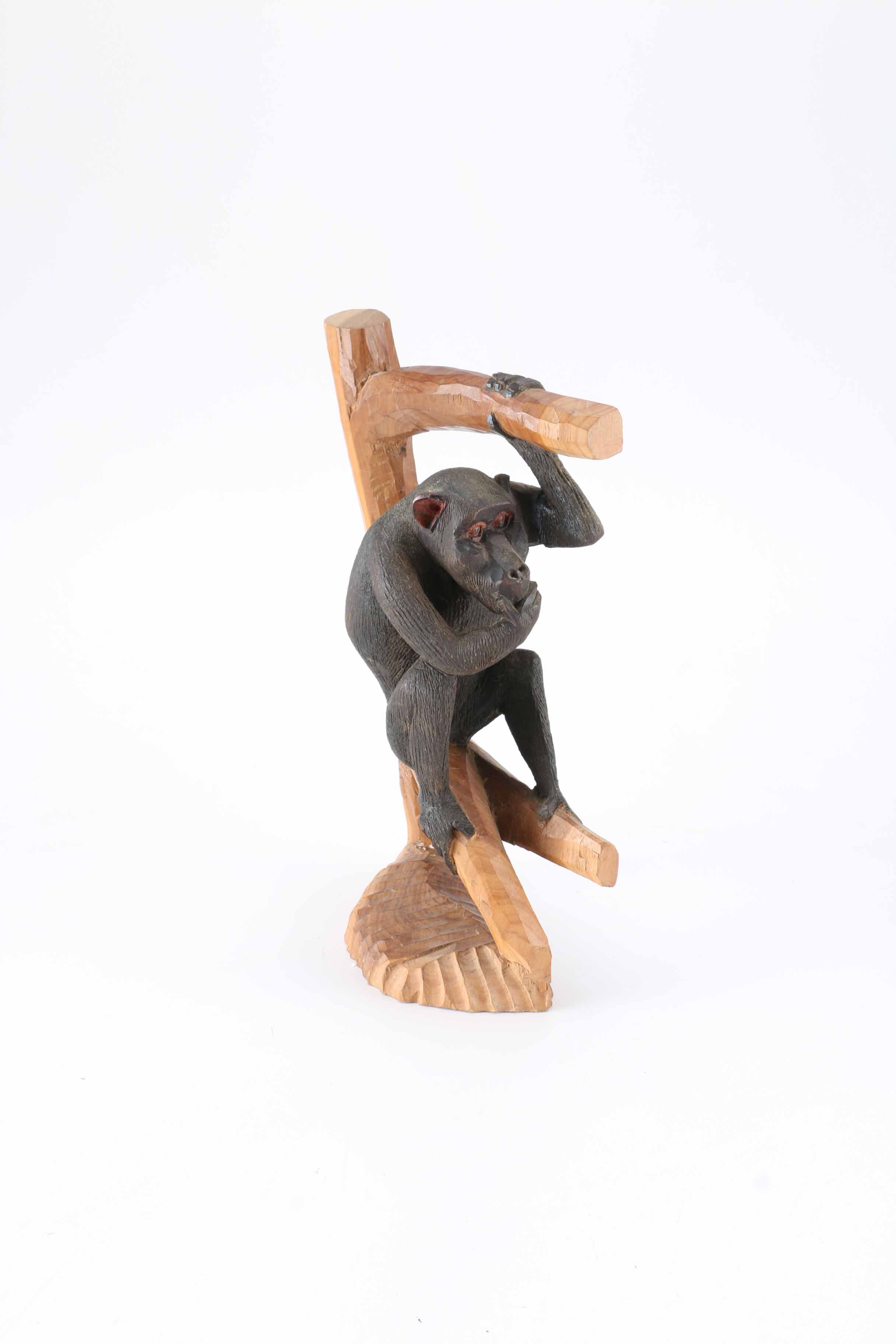 Carved Wooden Baboon Statue
