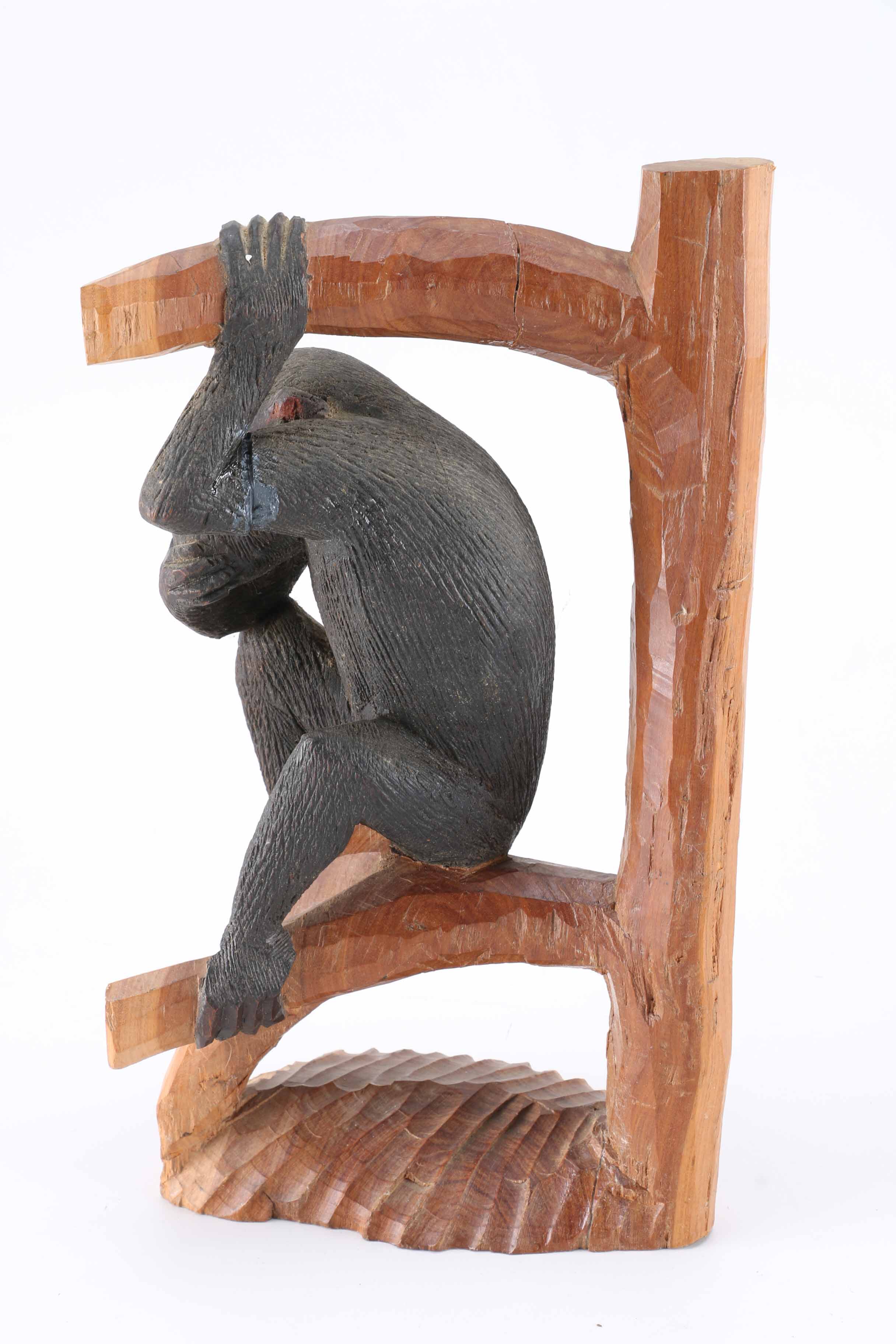Carved Wooden Baboon Statue