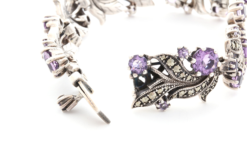 Assortment of Sterling Silver Marcasite and Amethyst Jewelry