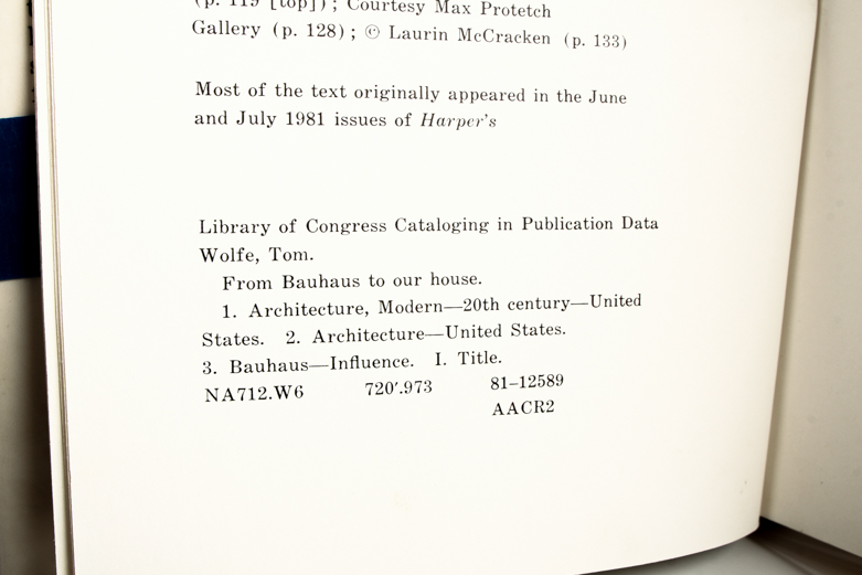 Signed "From Bauhaus To Our House" Book