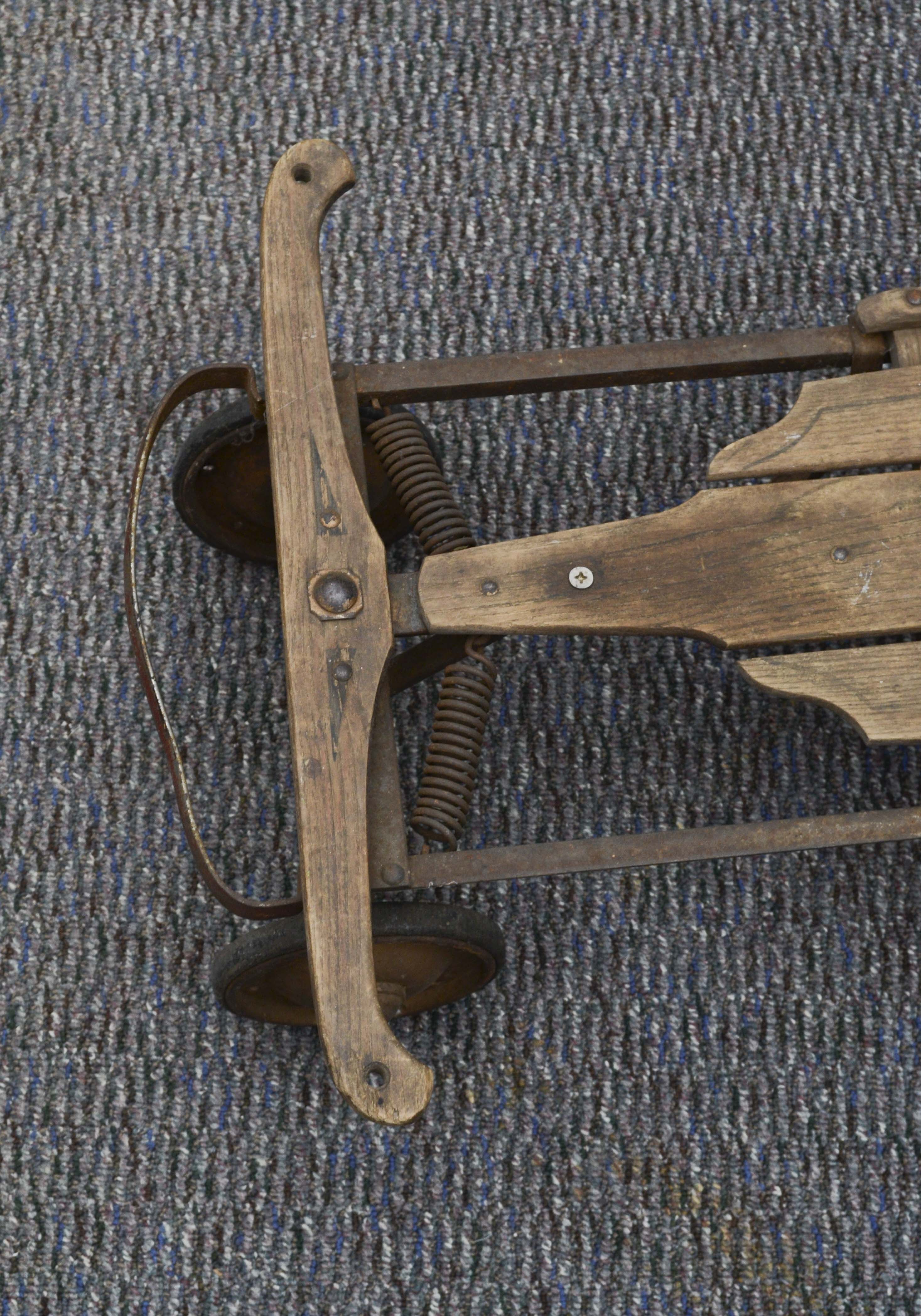 Vintage Wood Sled with Wheels