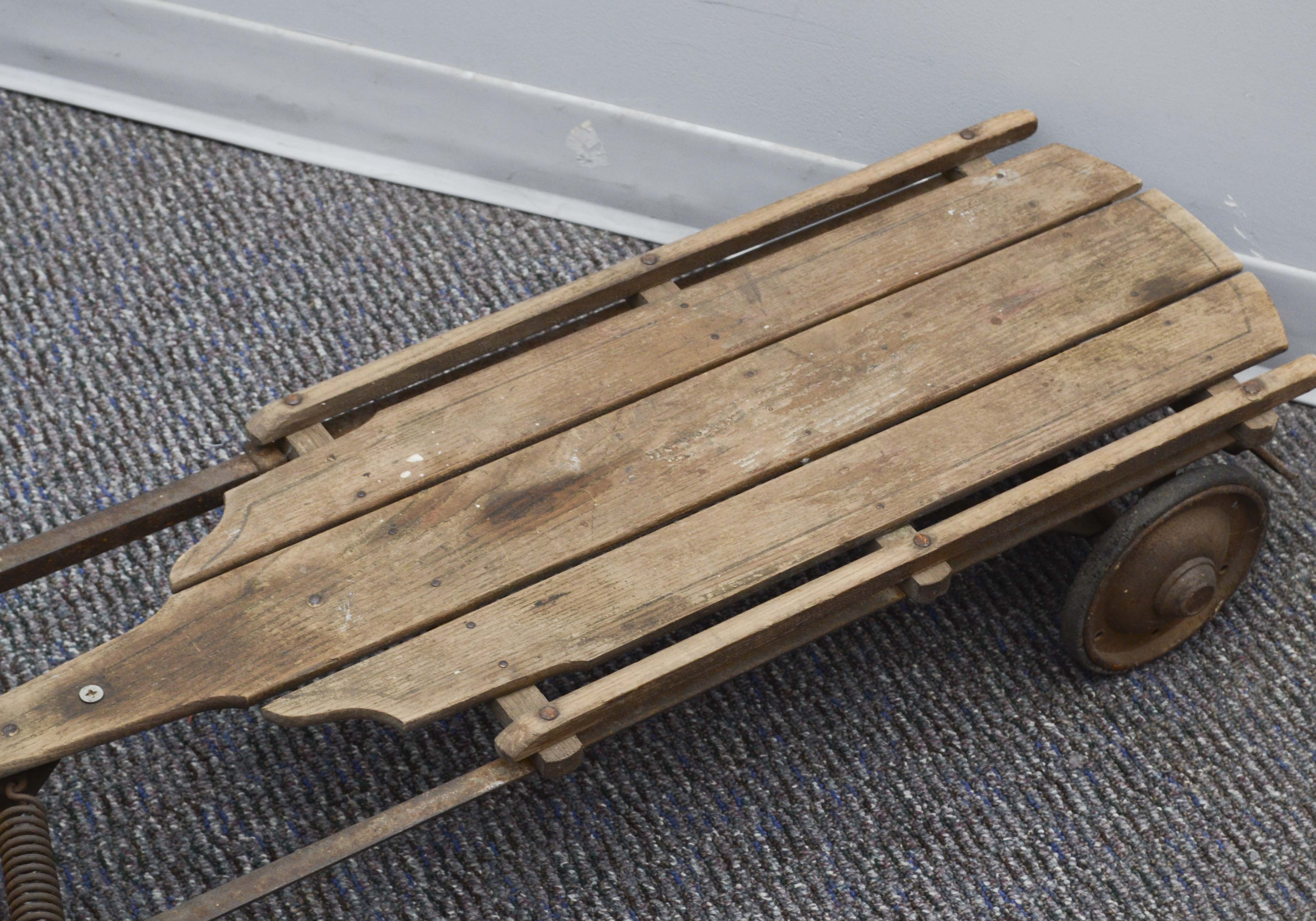 Vintage Wood Sled with Wheels