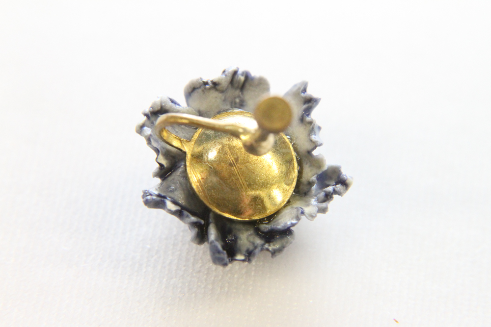 Vintage Ceramic Violet Pin and Earring set