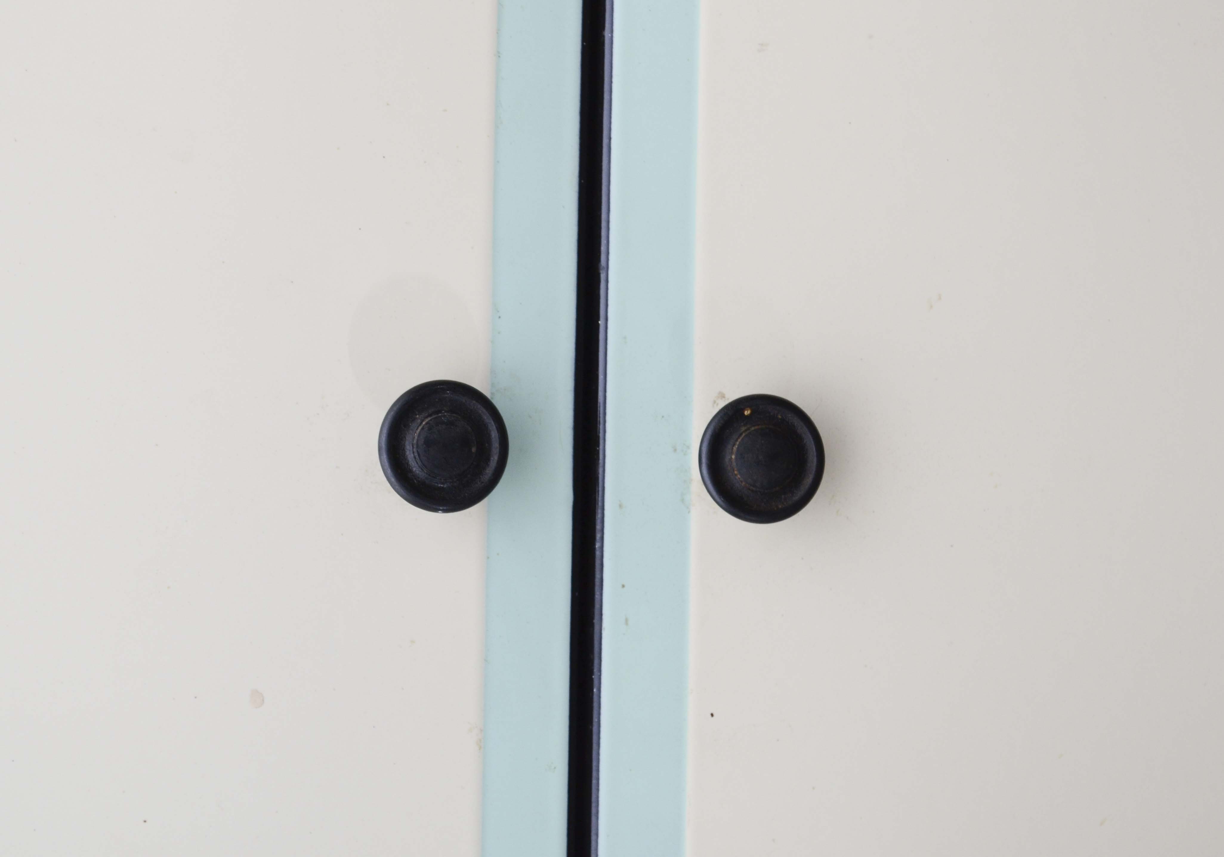 1930s Green and Cream Enamel Kitchen Cabinet and Drawer