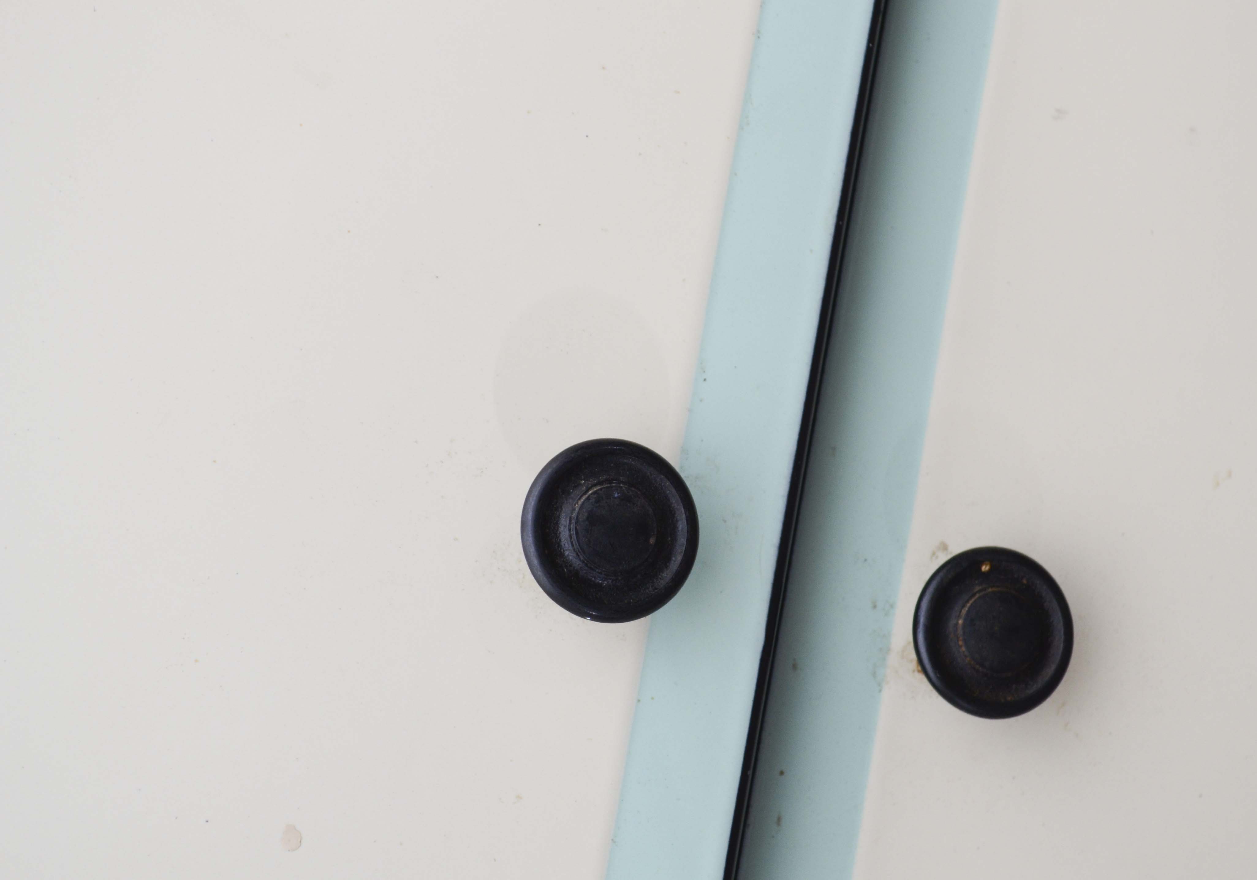 1930s Green and Cream Enamel Kitchen Cabinet and Drawer