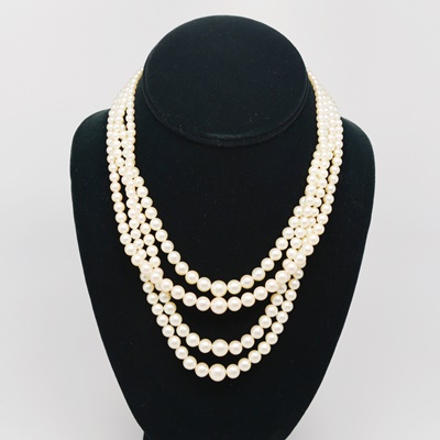 14K Quadruple Strand Akoya Cultured Pearl Necklace