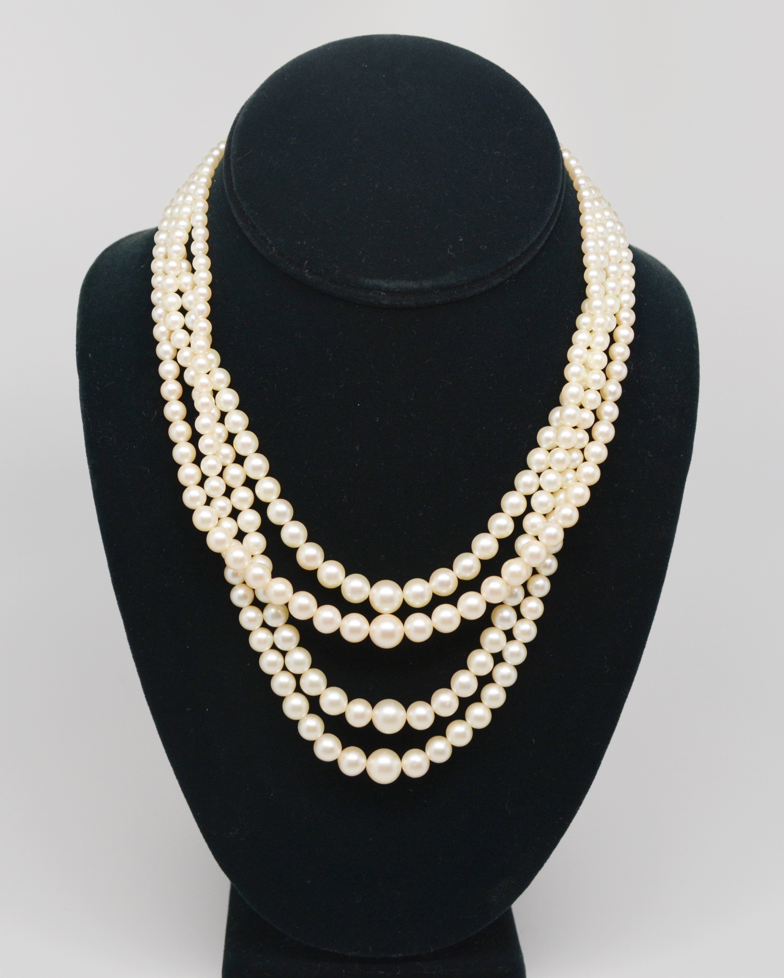 14K Quadruple Strand Akoya Cultured Pearl Necklace