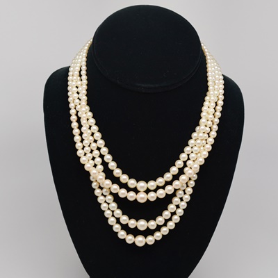 14K Quadruple Strand Akoya Cultured Pearl Necklace