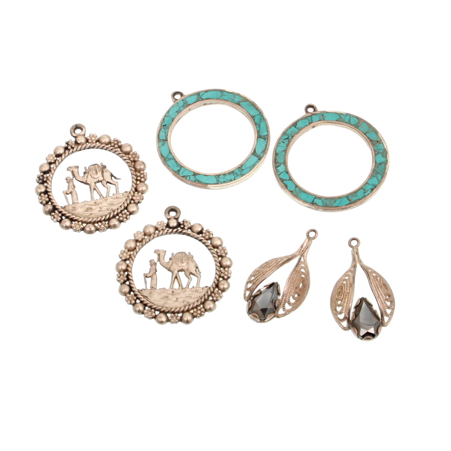 Sterling Silver Turquoise and Hematite Earring Jackets